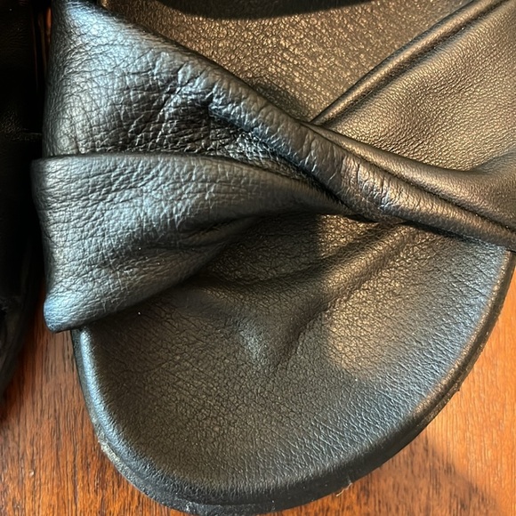 The White Co. London  slides  sandals  black leather  Double twist top Size 37 6 - Picture 3 of 11